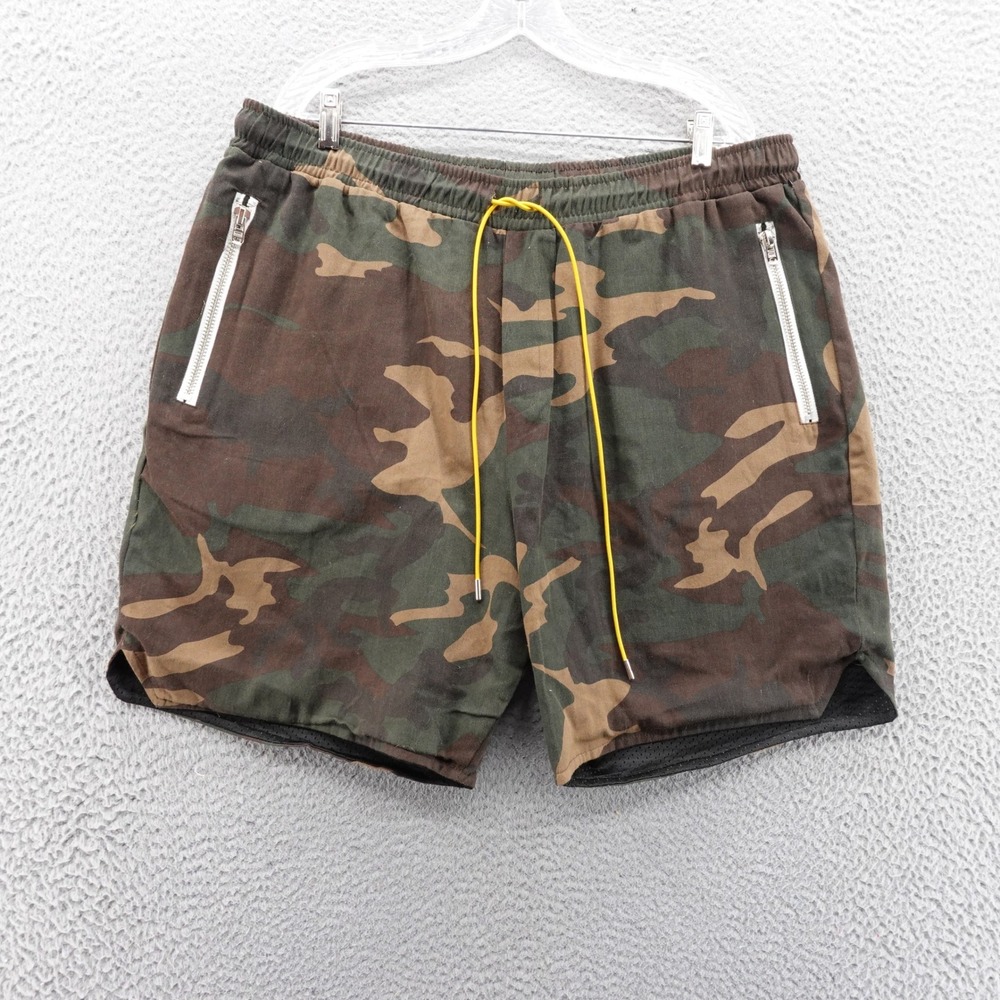 Mnml Camo Walking Shorts XXXL Green Mens Streetwear Elastic Waist Zip Pocket NWT